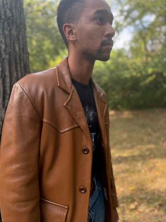 Men's Brown Western Deerskin Custom Leather Coat, Custom Coat Co, Inc.