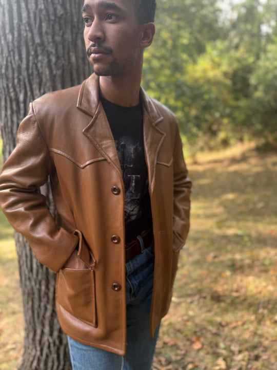 Men's Brown Western Deerskin Custom Leather Coat, Custom Coat Co, Inc.