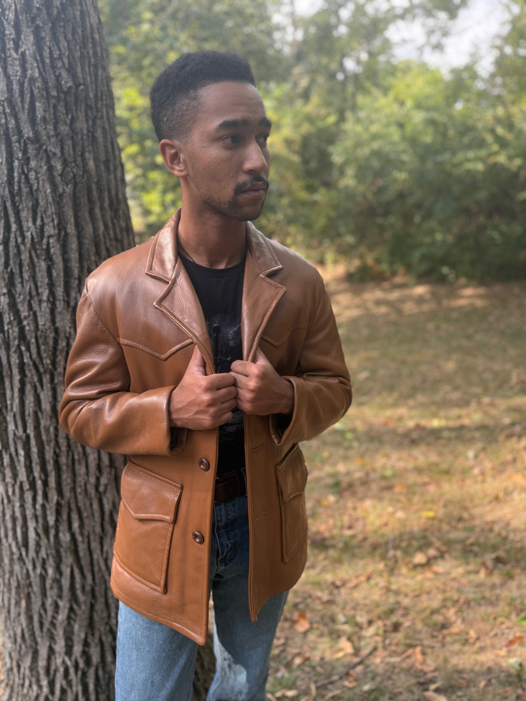 Men's Brown Western Deerskin Custom Leather Coat, Custom Coat Co, Inc.