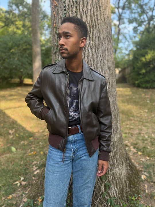 Mens Dark Brown Custom Made Deer Skin Zip Up Jacket, Custom Coat Co, Inc