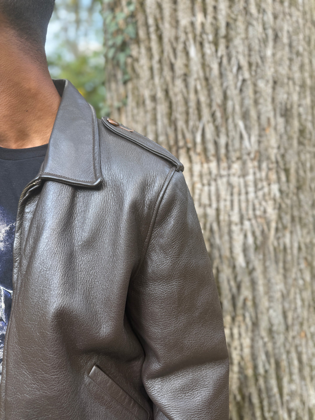 Mens Dark Brown Custom Made Deer Skin Zip Up Jacket, Custom Coat Co, Inc