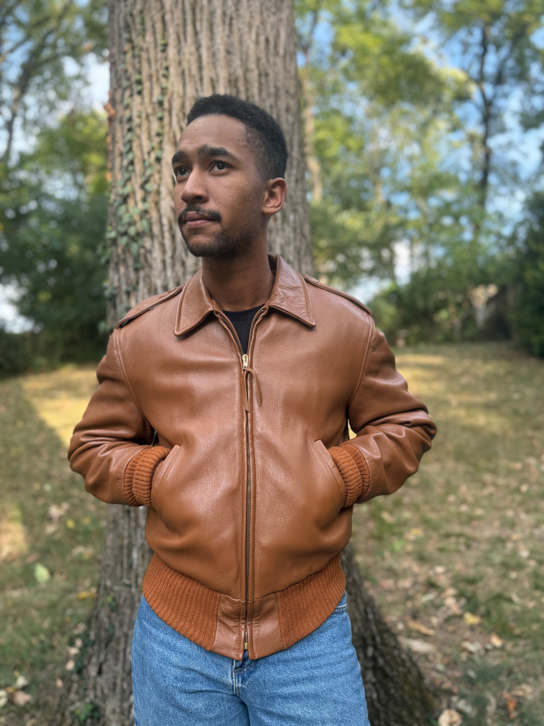 Men's Brown Deer Skin Custom Leather Zip Front Jacket, Custom Coat Co.