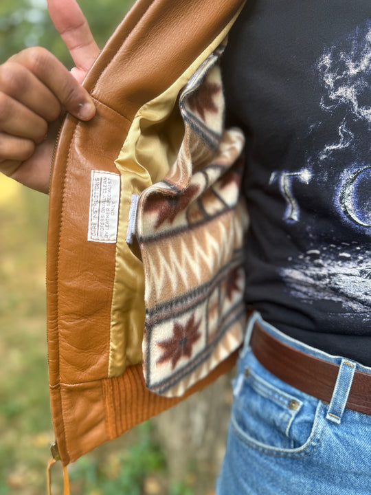 Men's Brown Deer Skin Custom Leather Zip Front Jacket, Custom Coat Co.