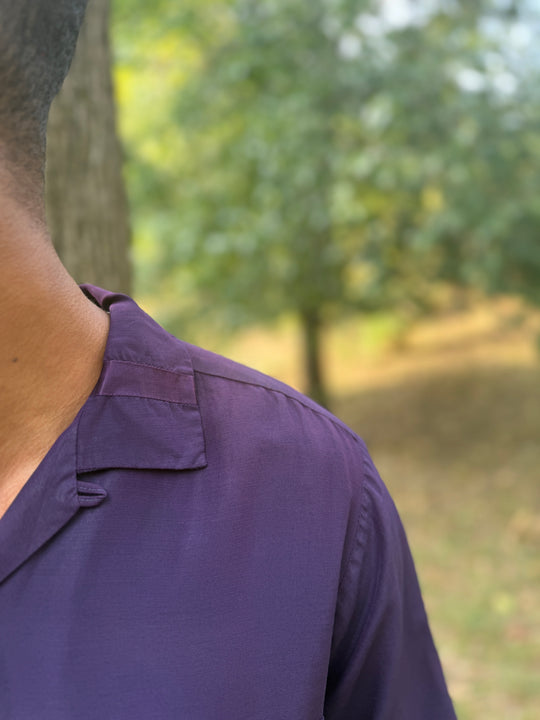 Men's 40s Purple Rayon Long Sleeve Shirt, Made in California