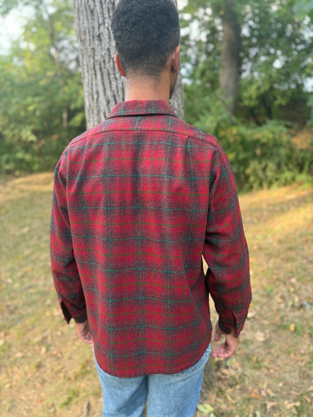 Men's Red Green Plaid Wool Pendleton Shirt