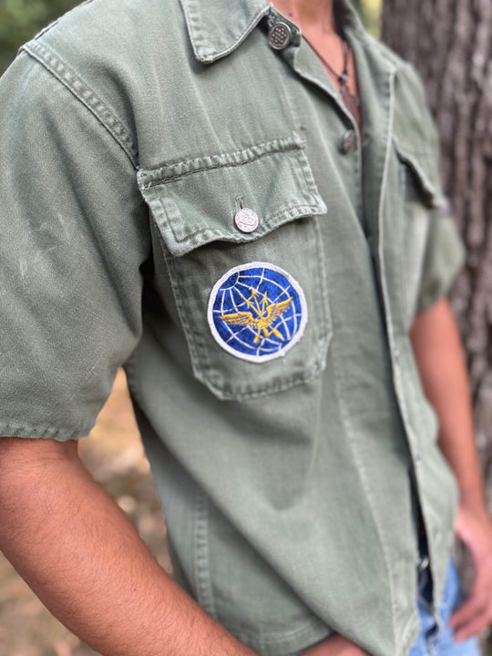 Green Vintage Air Force Technical Sergeant Short Sleeved Shirt