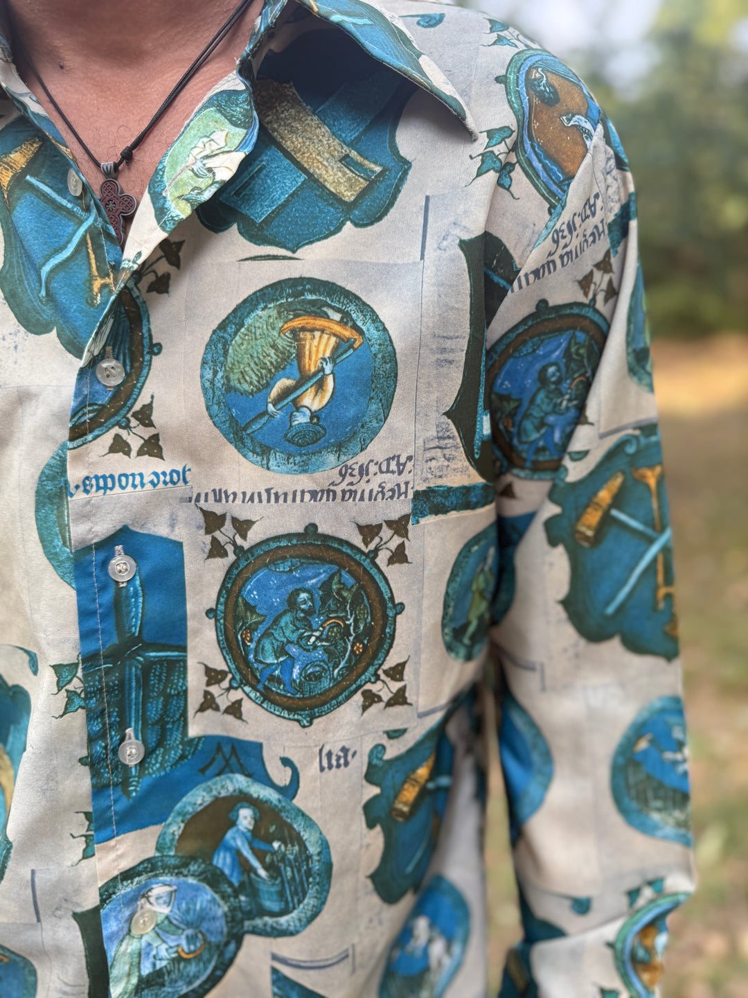 70s Medieval Theme Polyester Disco Shirt, Royal Knight
