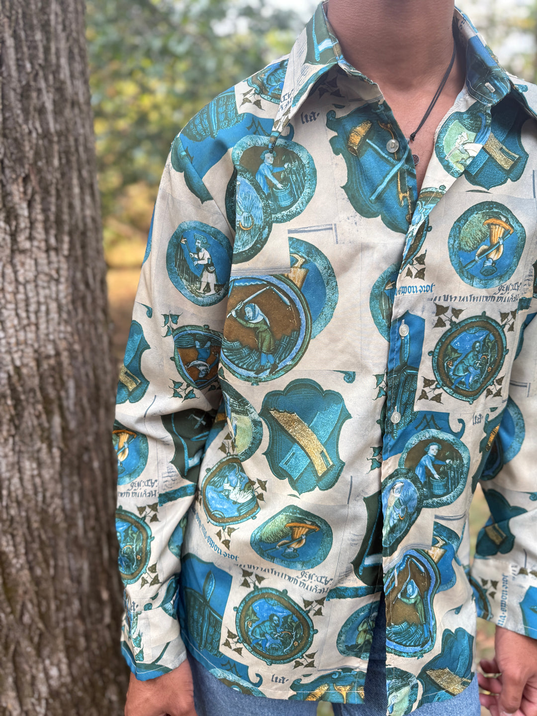 70s Medieval Theme Polyester Disco Shirt, Royal Knight
