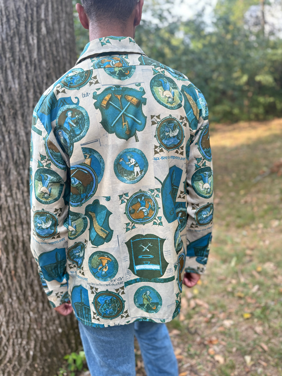 70s Medieval Theme Polyester Disco Shirt, Royal Knight