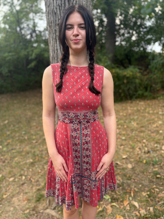 Vintage Red Bandana Print Cotton Dress, Teresa Original