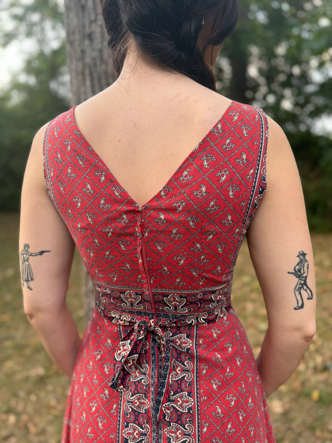Vintage Red Bandana Print Cotton Dress, Teresa Original