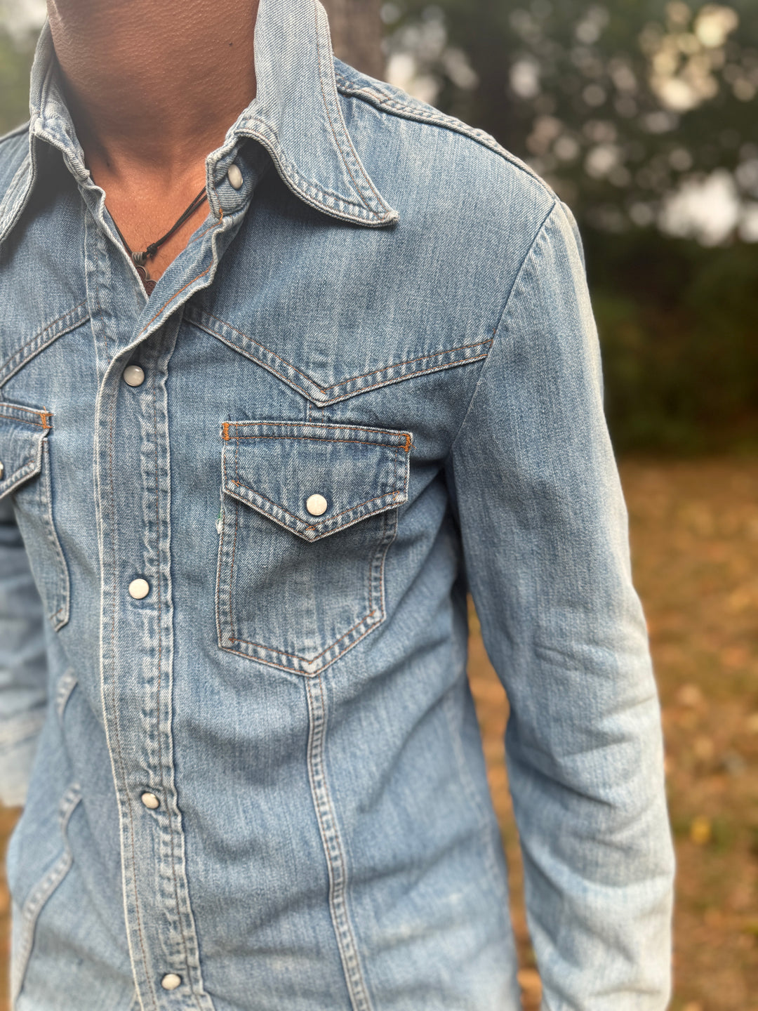 Men's 70s Denim Western Snap Front Shirt