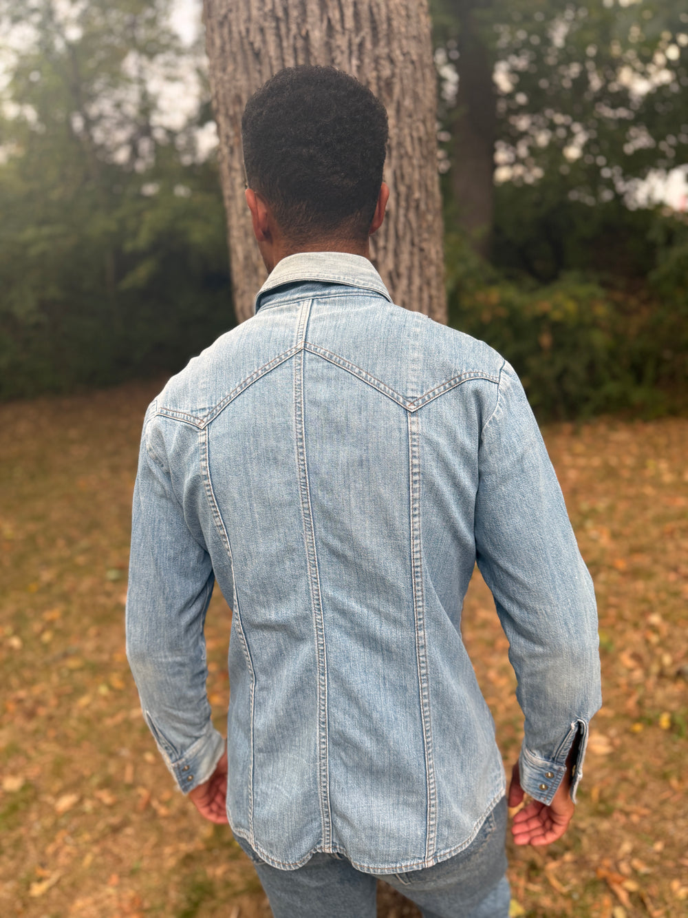 Men's 70s Denim Western Snap Front Shirt