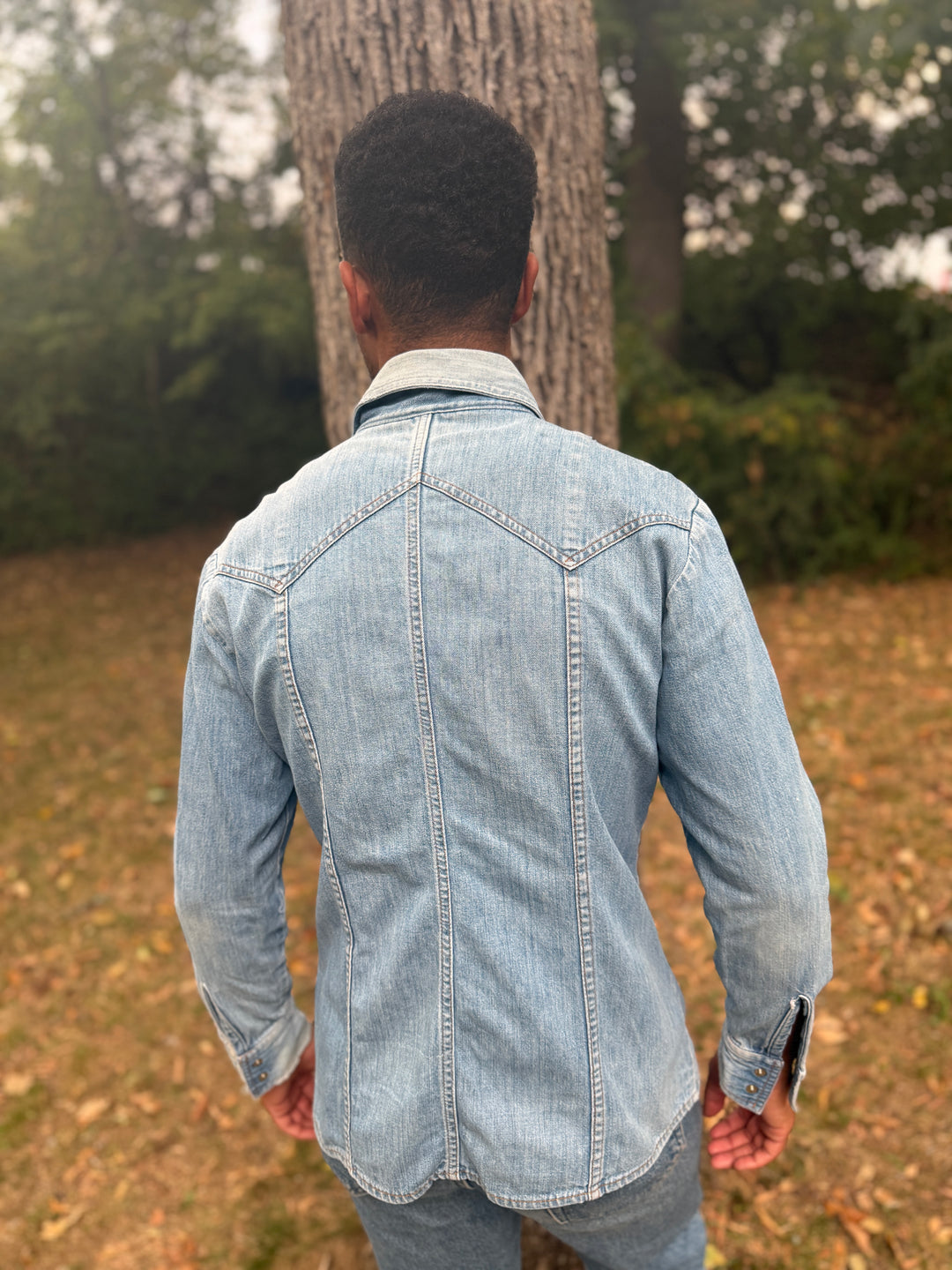 Men's 70s Denim Western Snap Front Shirt
