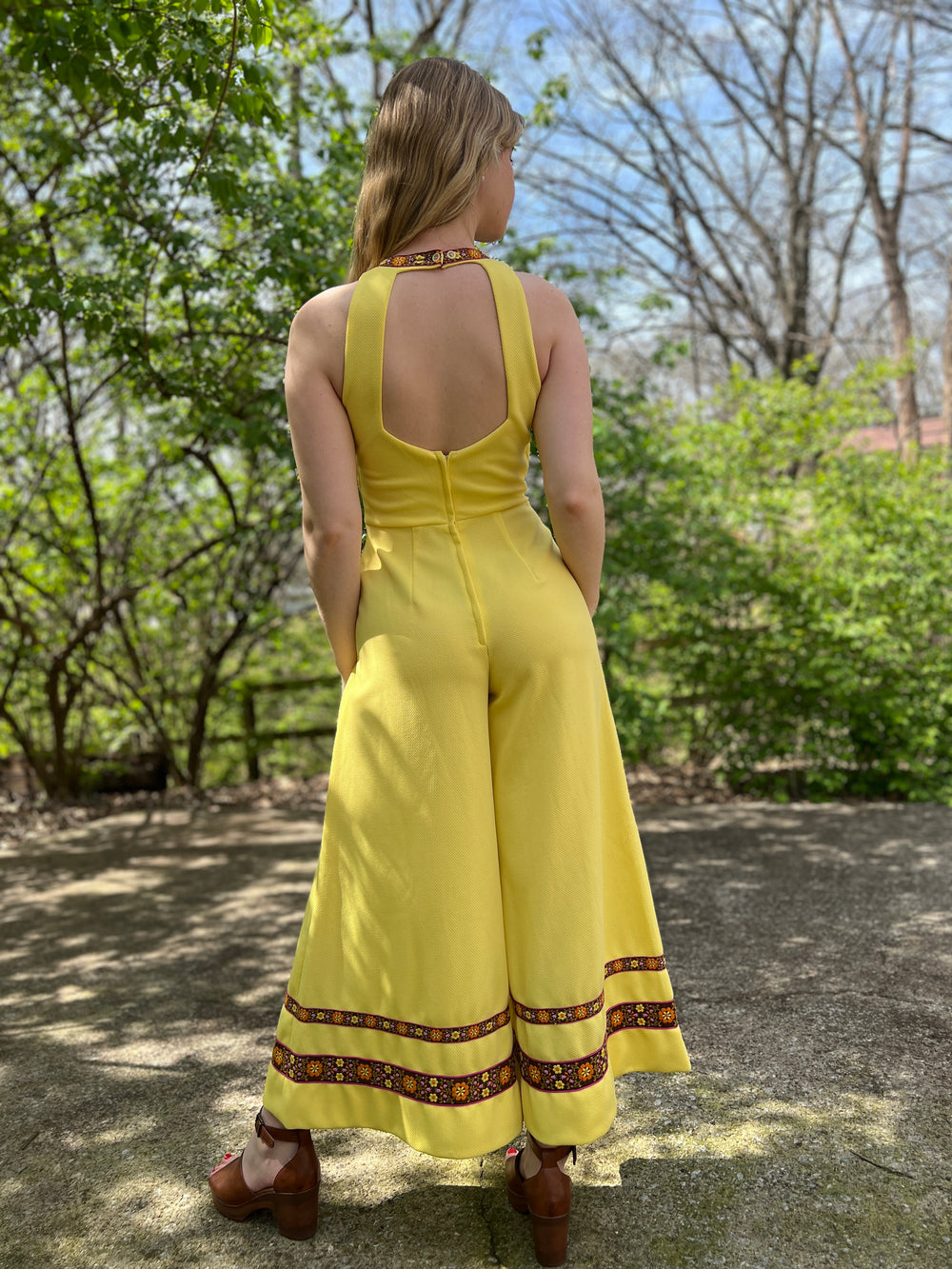 70s Yellow Polyester Jumpsuit, Mel Warshaw