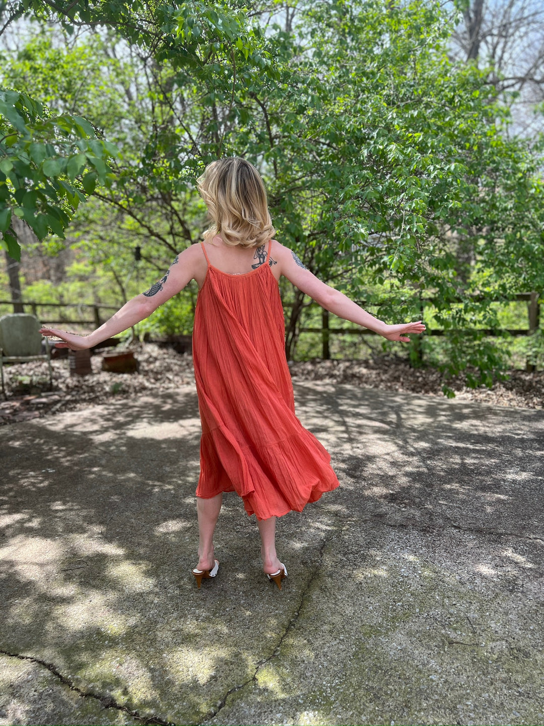 70s Orange Cotton Tent Sundress, Pariscope