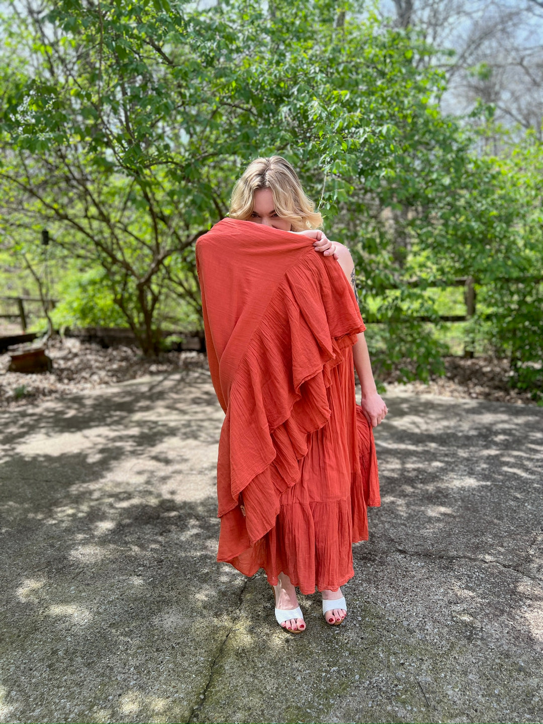 70s Orange Cotton Tent Sundress, Pariscope
