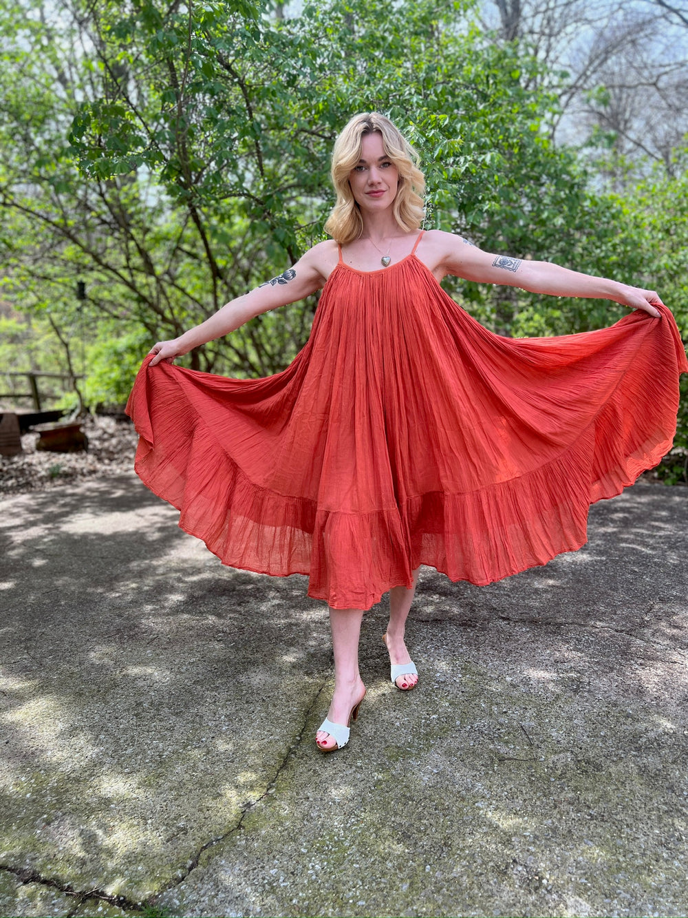 70s Orange Cotton Tent Sundress, Pariscope