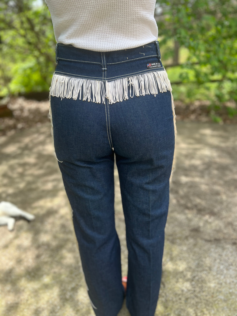 Ladies Vintage Denim Jeans, Ivory Fringe, Conventry Road
