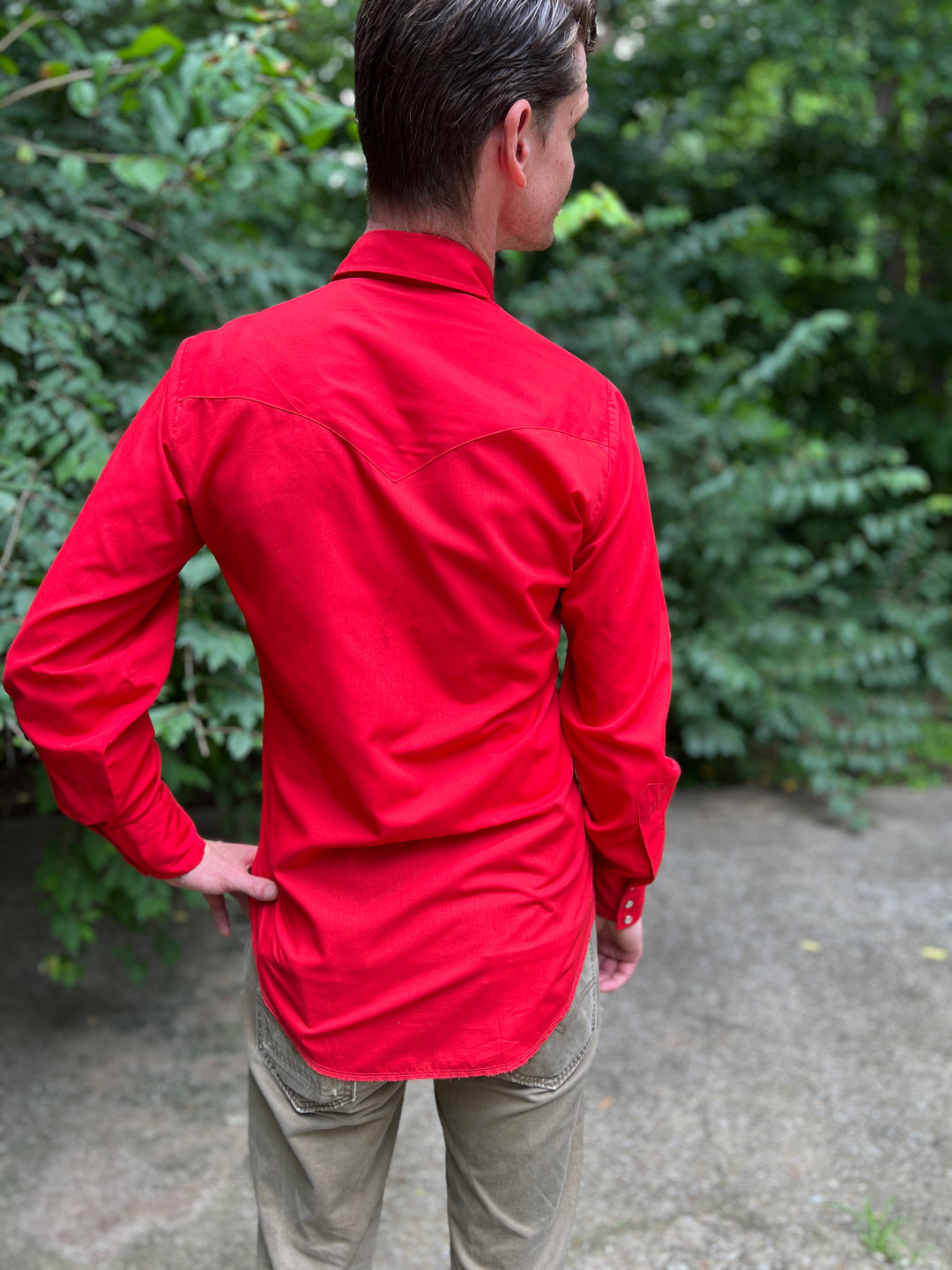 80s Red Western Shirt with Embroidered Flowers by Chute #1