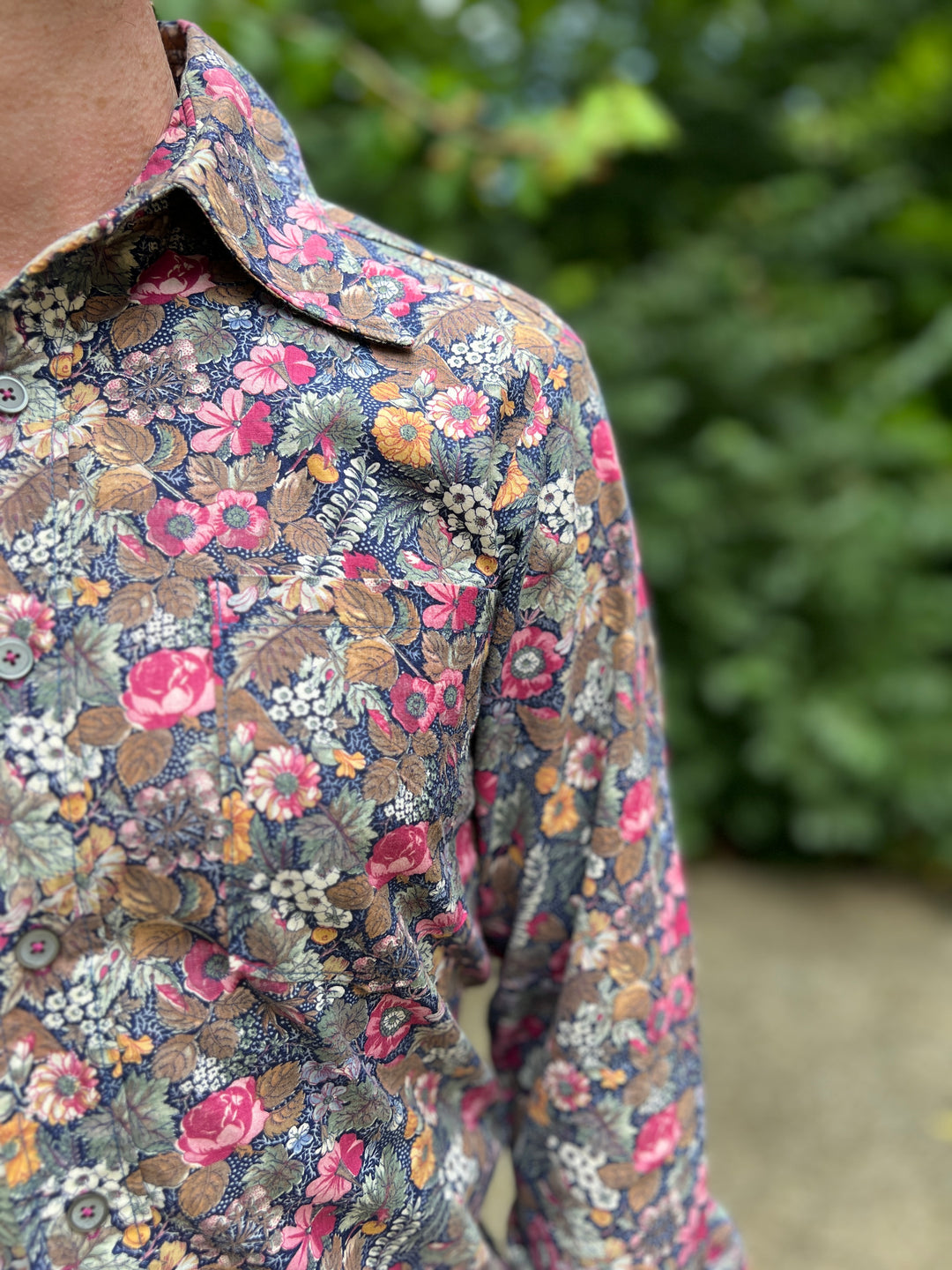 Men's 70s Pink Brown Floral cotton Disco Shirt