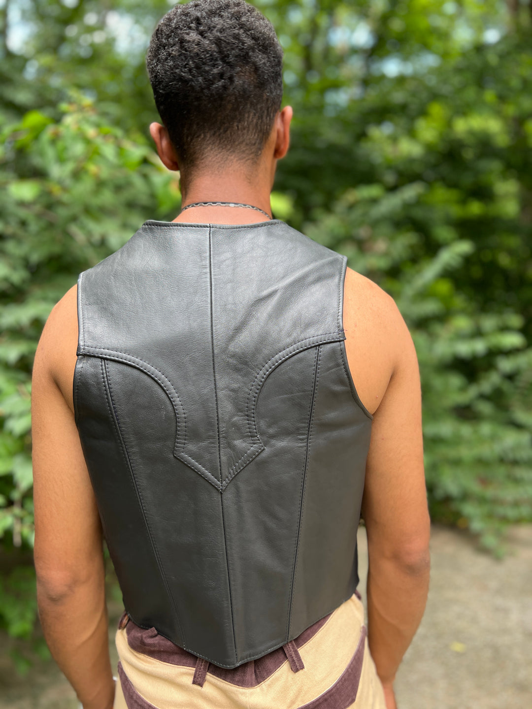 Men's Black Leather Western Vest