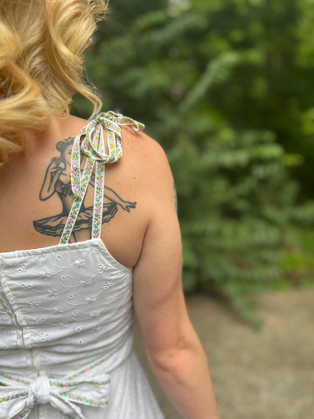 70s White Eyelet Cotton Sundress, Phase II