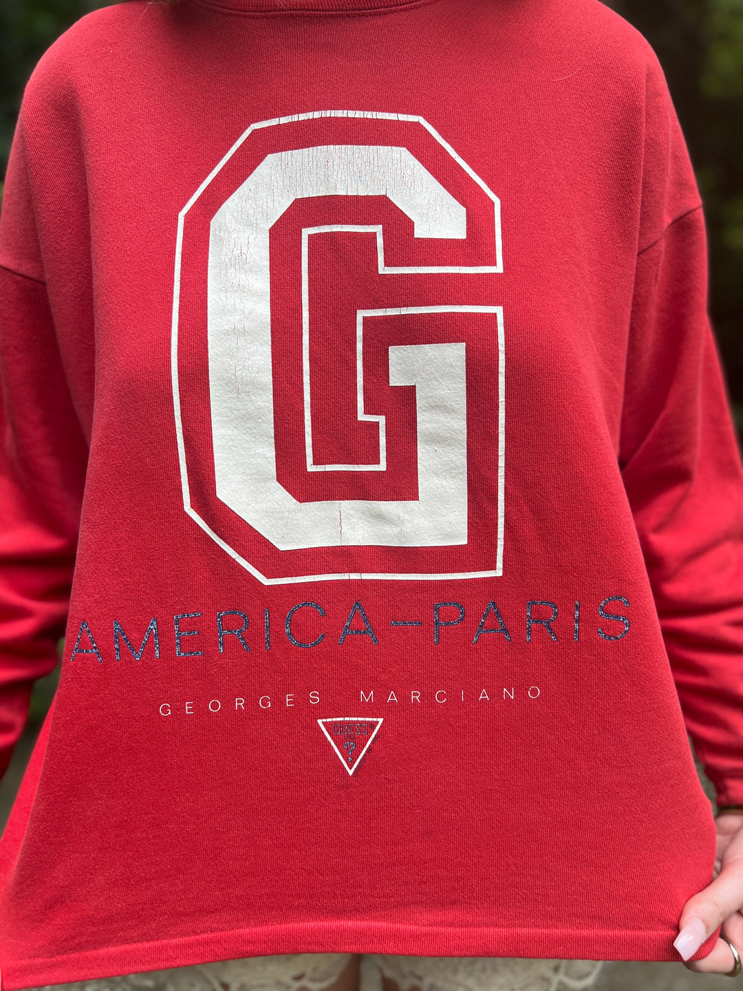 80s Red Sweatshirt with White G by Guess