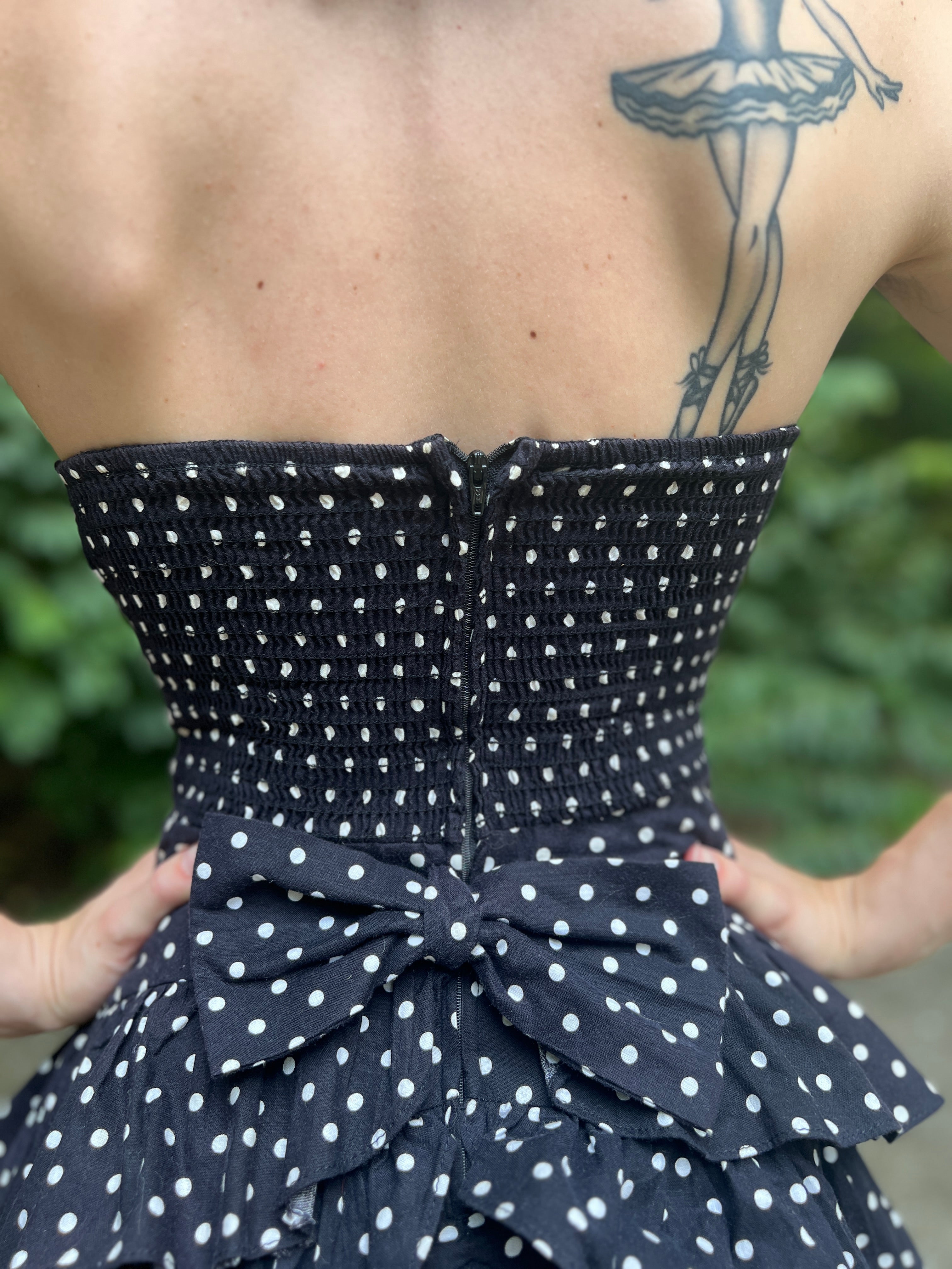 80s Black White Polka Dot Strapless Dress All That Jazz The Hip Zipper Nashville