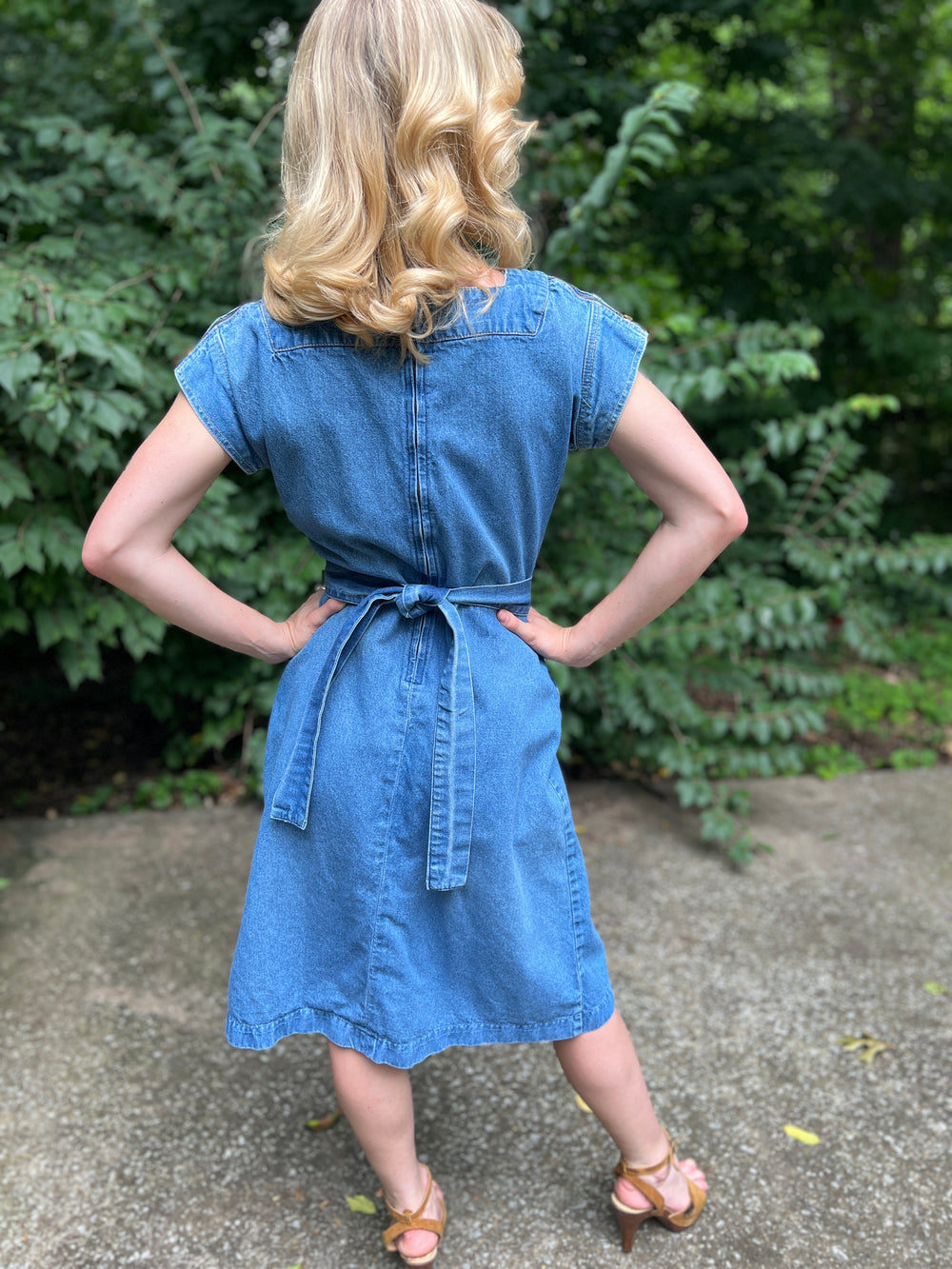 70s Denim Short Sleeved Vintage Dress, Moody's Goose