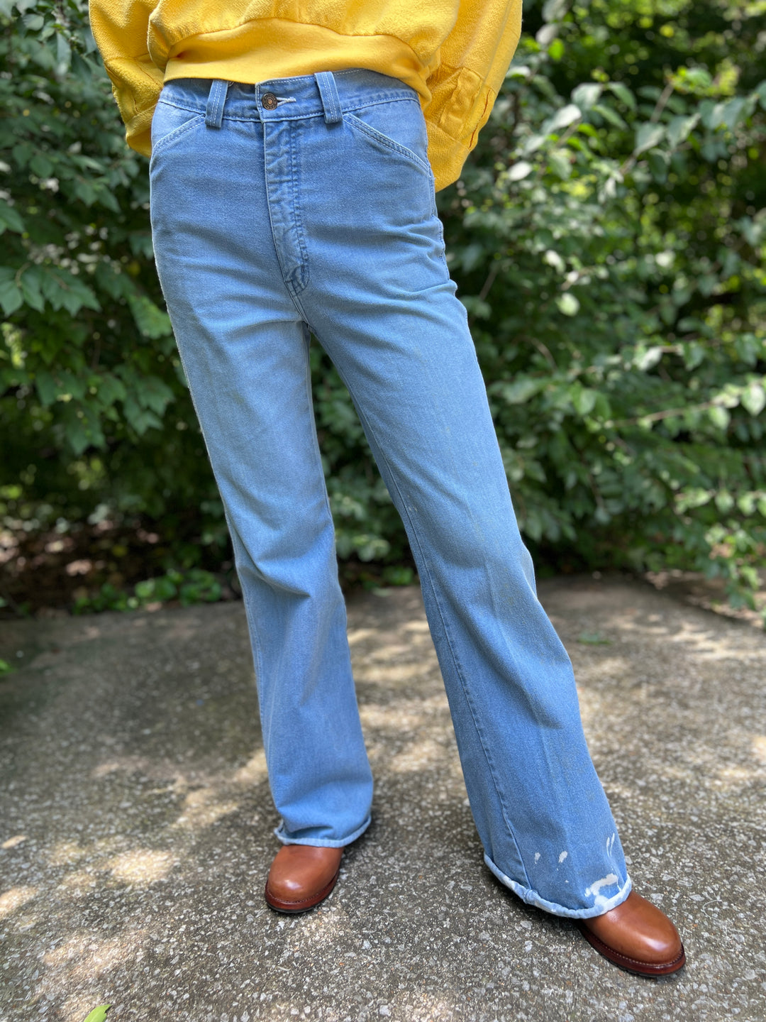 70s Light Wash Vintage Bell Bottom Jeans, Just Pants