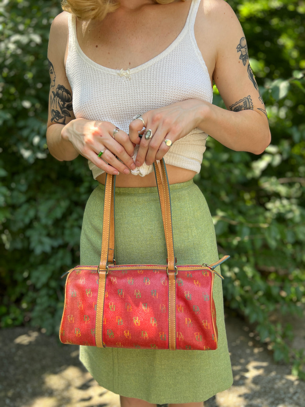 90s Red Dooney & Bourke Rainbow Handbag Purse