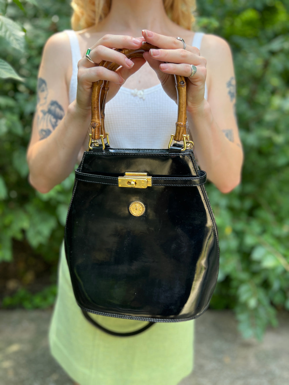 Vintage Black Patent Leather Purse, Pierre Balmain