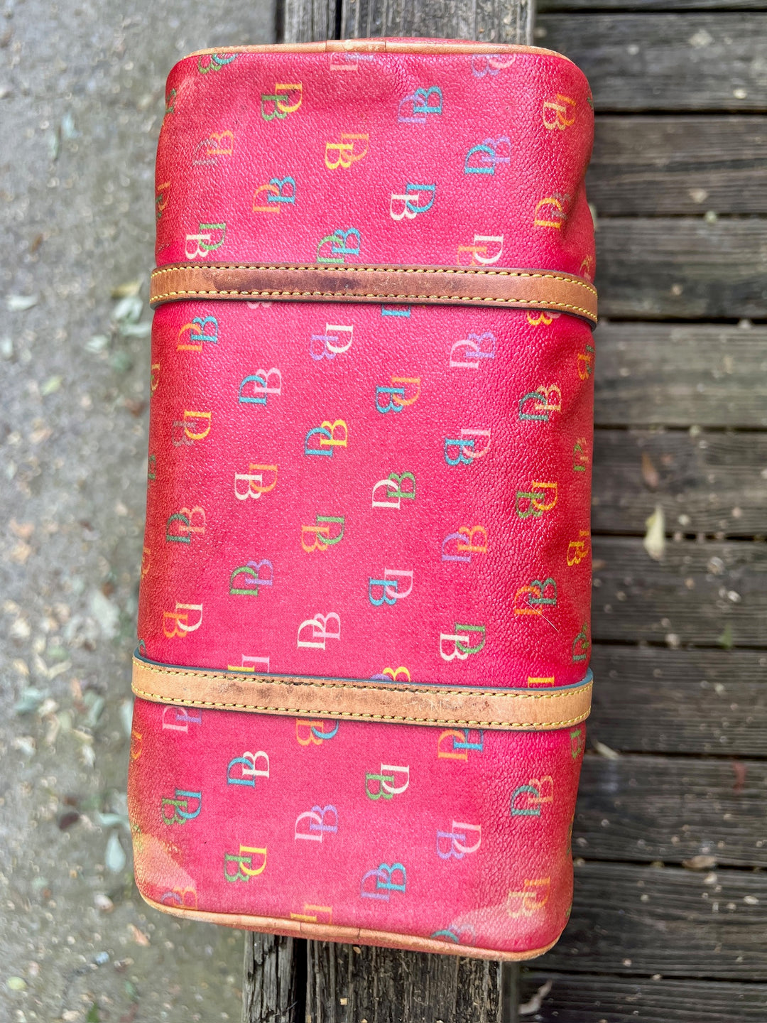 90s Red Dooney & Bourke Rainbow Handbag Purse