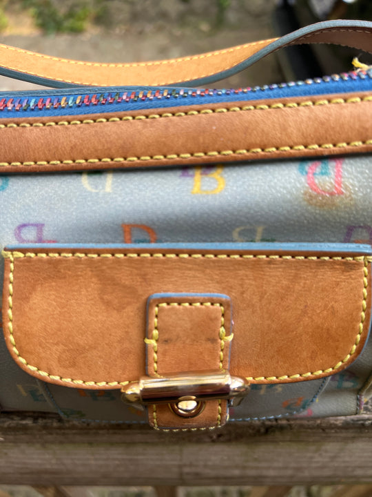 90s Blue Tan Dooney and Bourke Rainbow Handbag Purse