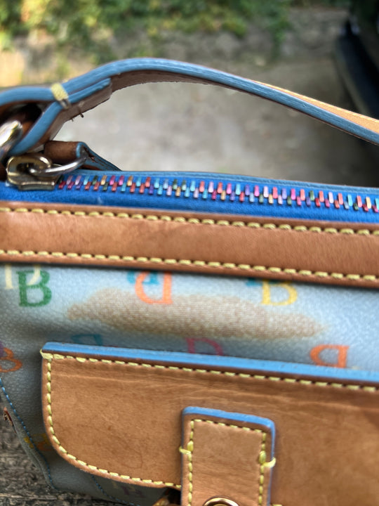 90s Blue Tan Dooney and Bourke Rainbow Handbag Purse