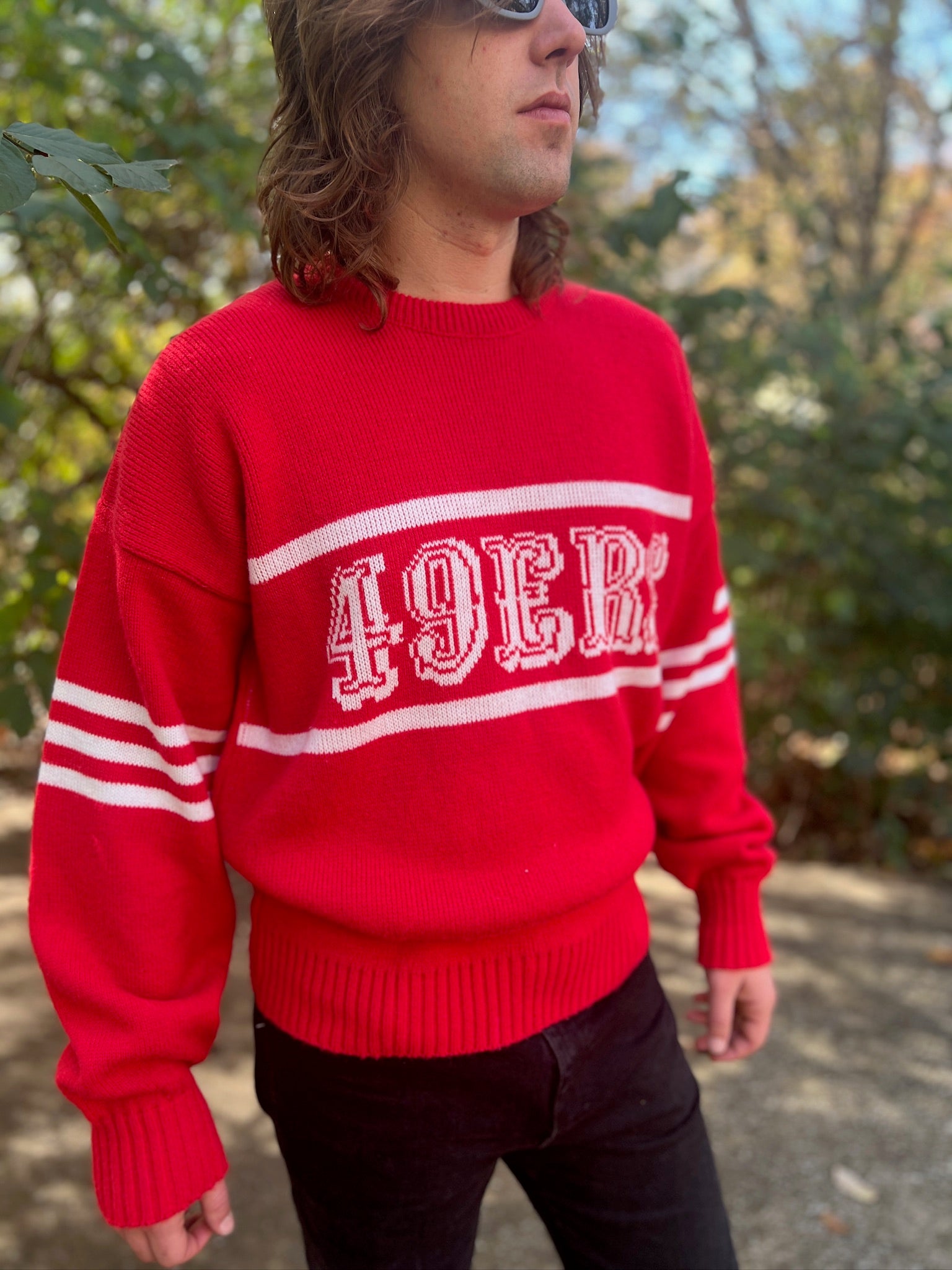 Men's 70s Red NFL Sweater, San Francisco 49ers – The Hip Zipper