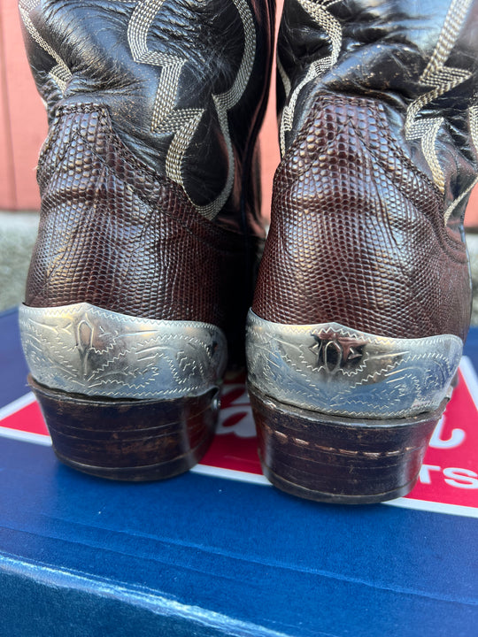 Men's Vintage Reptile Western Cowboy Boots, Silver Guards, Tony Lama