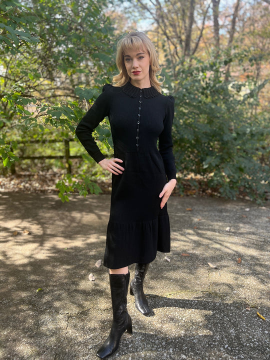 80s Black Knit Dress, St. John