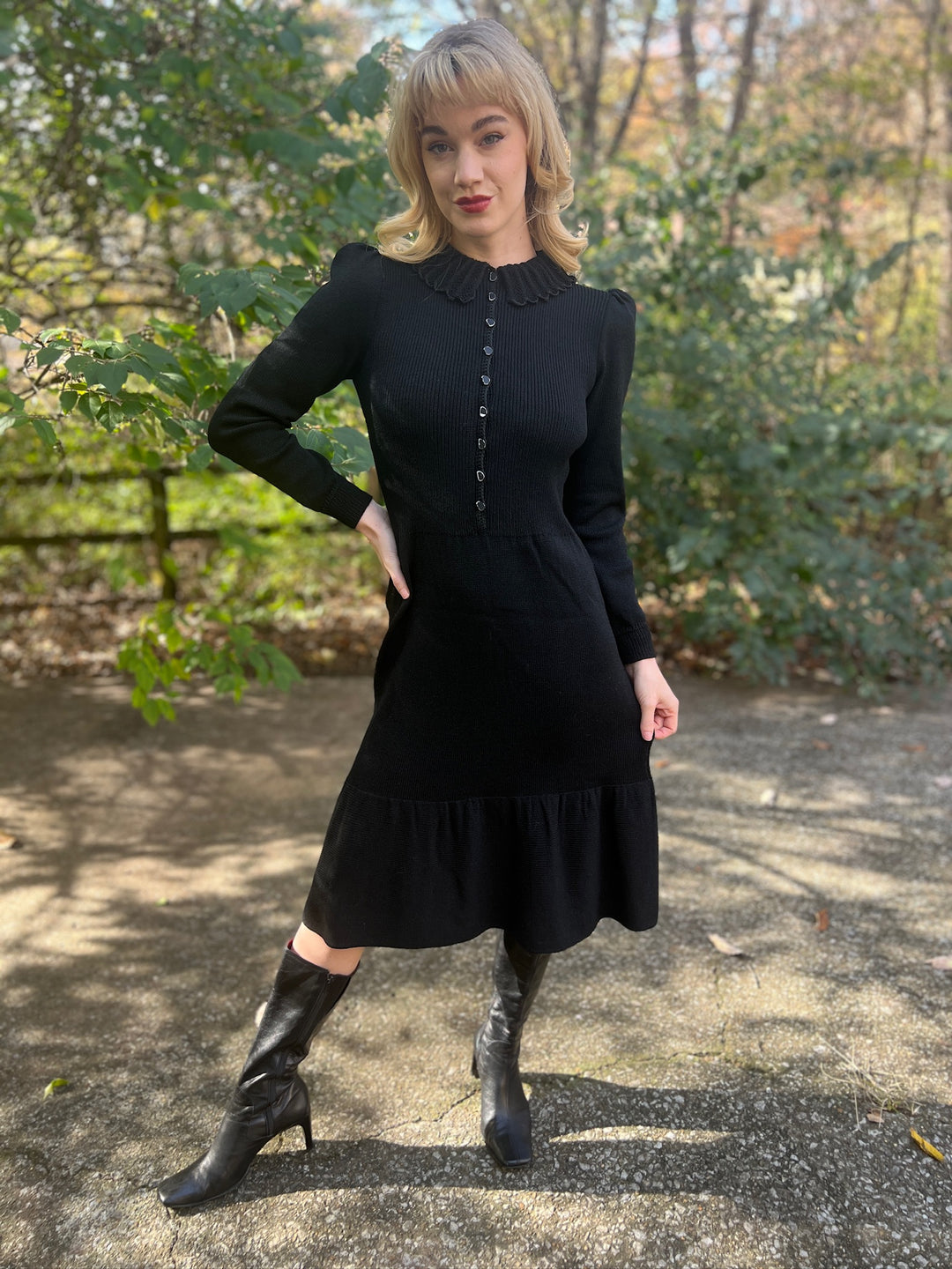 80s Black Knit Dress, St. John