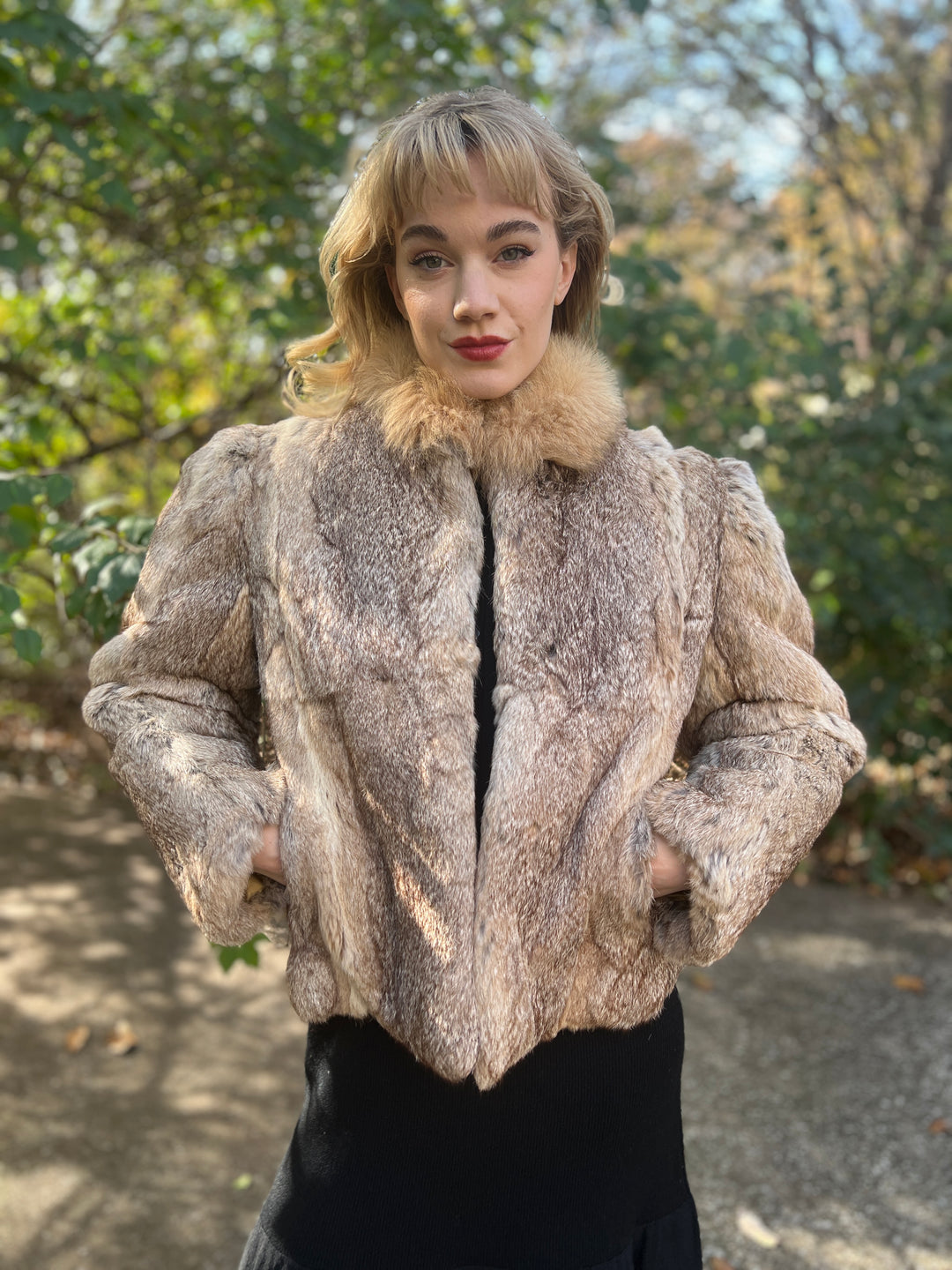 Women's Vintage Light Brown Vintage Fur Jacket