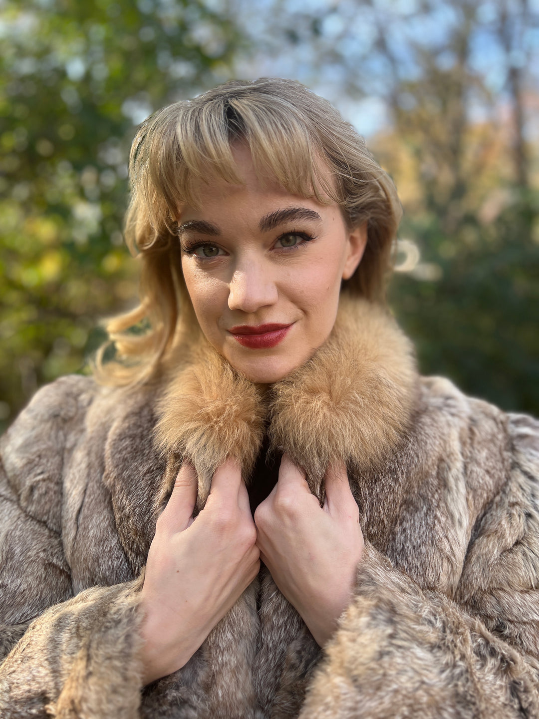 Women's Vintage Light Brown Vintage Fur Jacket