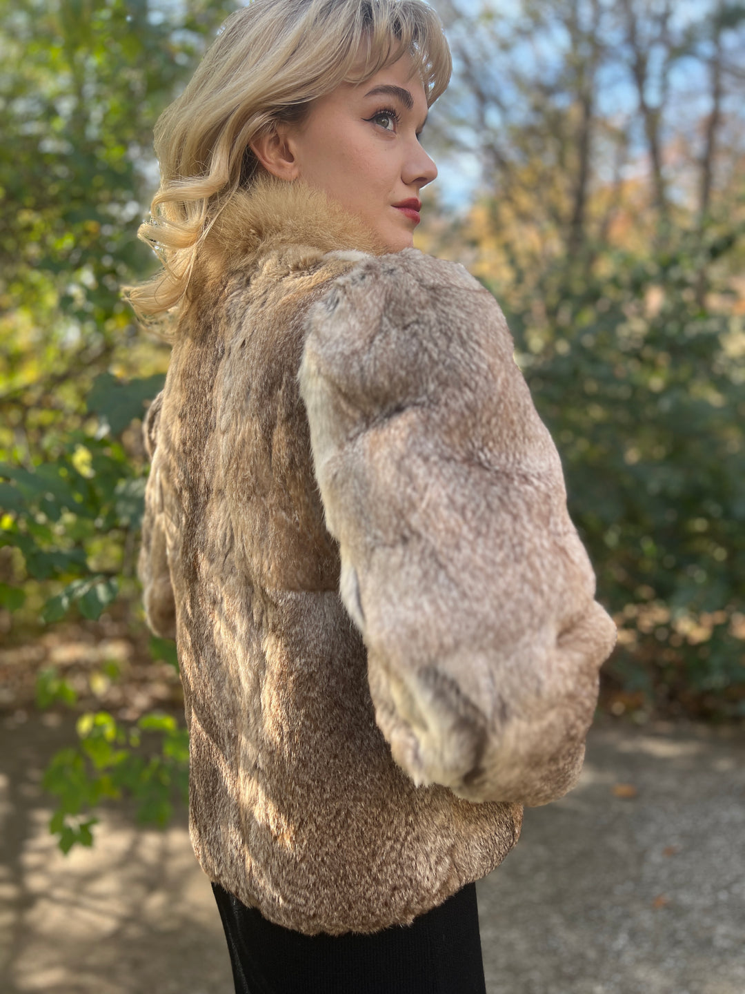 Women's Vintage Light Brown Vintage Fur Jacket