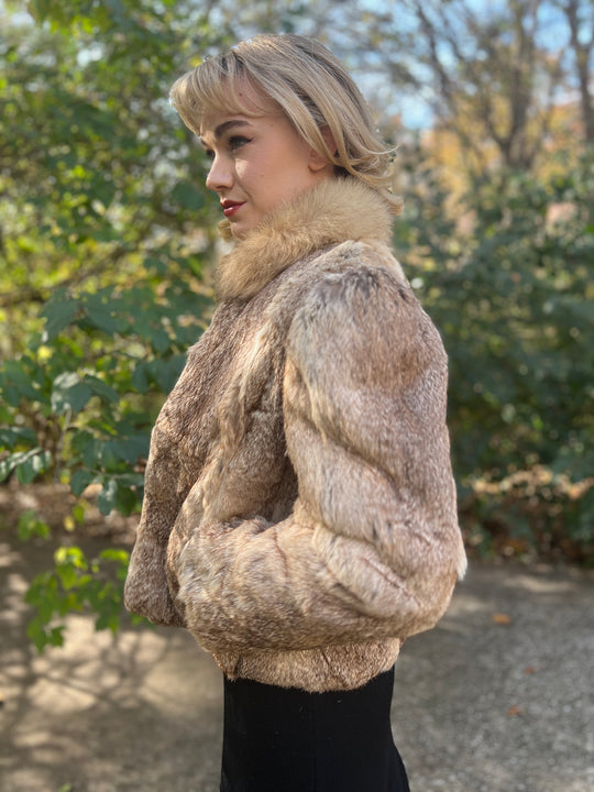 Women's Vintage Light Brown Vintage Fur Jacket