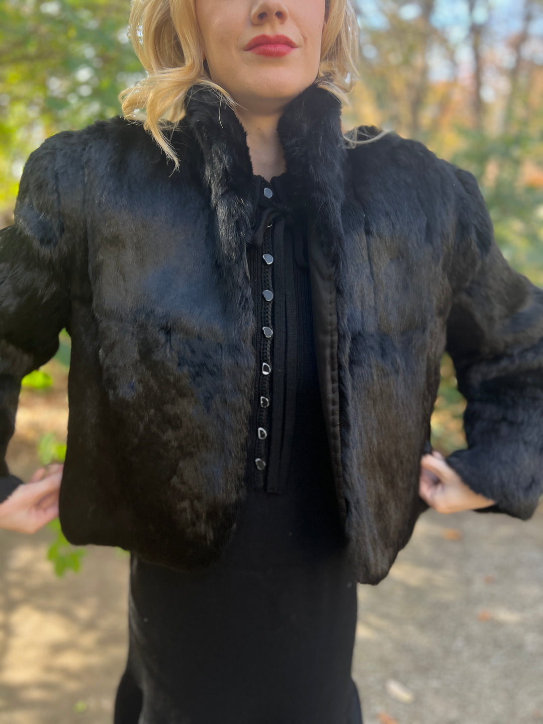 Women's Vintage Black Fur Jacket