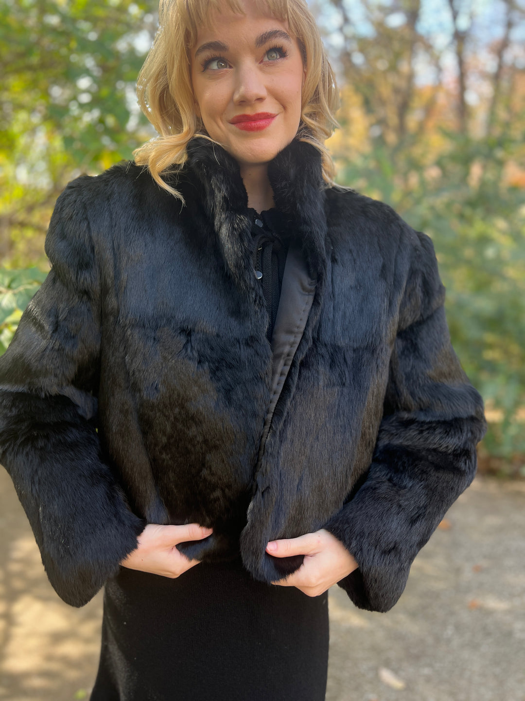 Women's Vintage Black Fur Jacket