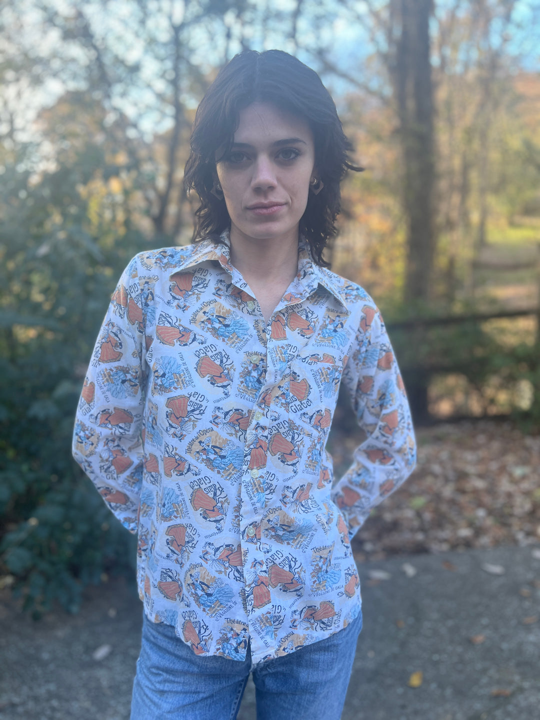 70s Vintage French Novelty Dress Shirt, Elderado