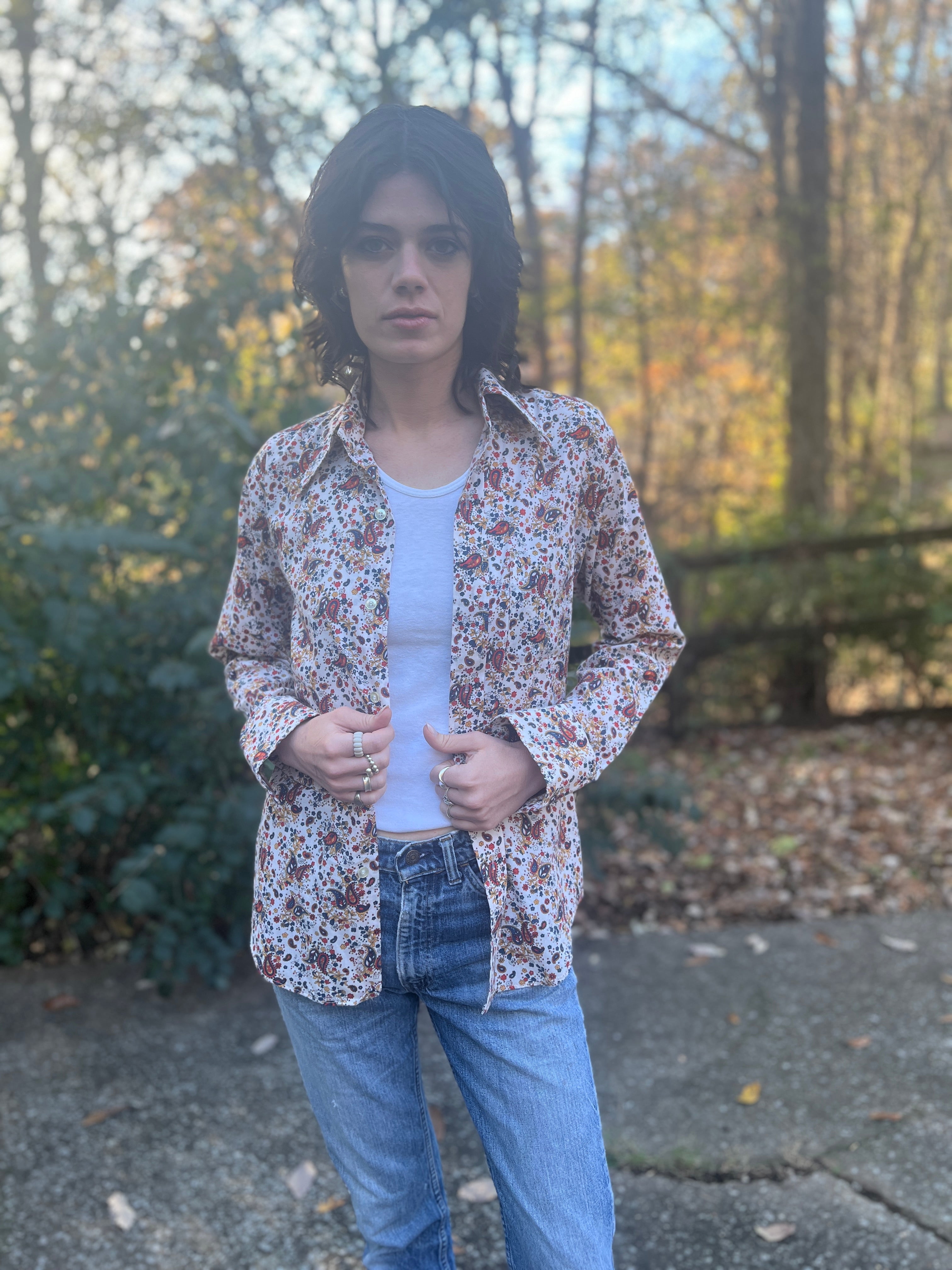 60s-70s USA製 Grants Paisley Print shirt 70s Red Blue Paisley Dress Shirt, Kings Road – The Hip Zipper