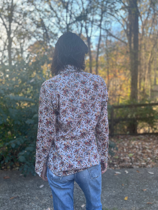 70s Red Blue Paisley Dress Shirt, Kings Road