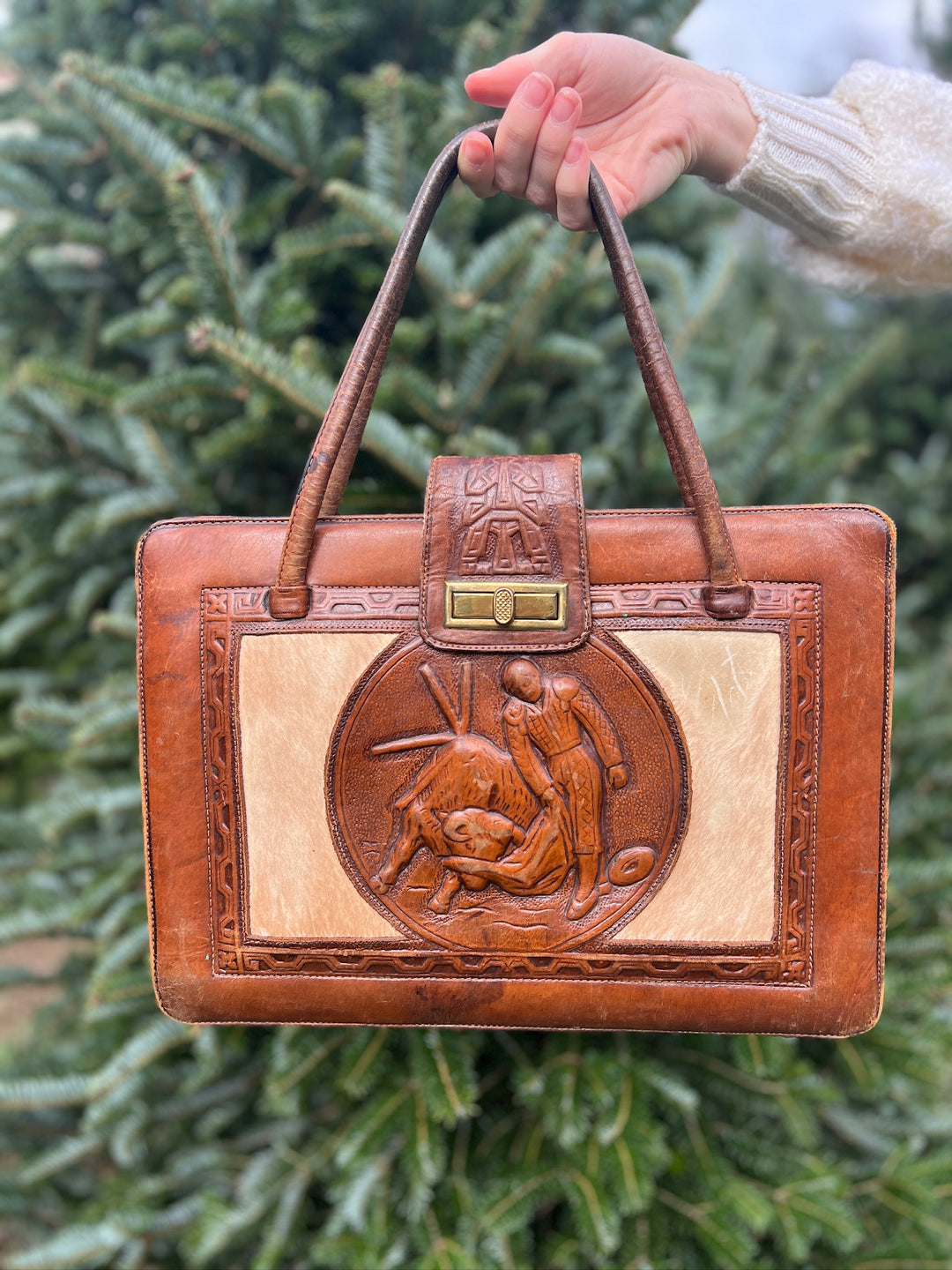 Vintage Leather Tooled Mexican Souvenir Purse